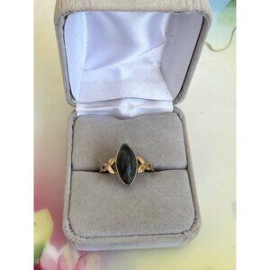 Vintage 60's Sterling 10K GF Clarks & Coombs Black Tigers Eye Ring Sz 7.5